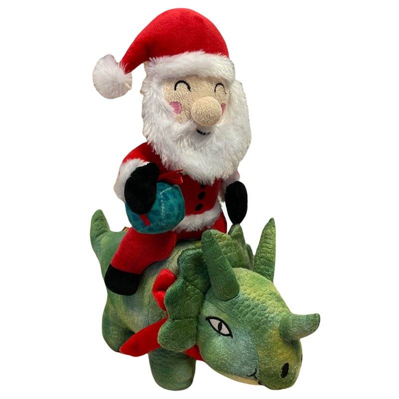 Santa on Dinosaur dog toy