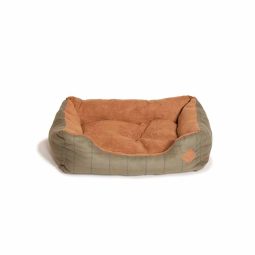 green tweed snuggle dog bed