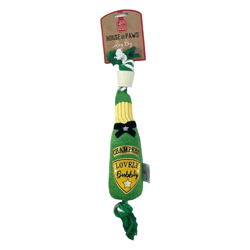 champagne dog throw and tug toy